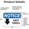 Signmission Dirty Towels (Down Arrow) Sign With Symbol, 7 in W x Rectangle, Vinyl Decal OS-2PACK-NS-D-57-L-11038 - alternate 3